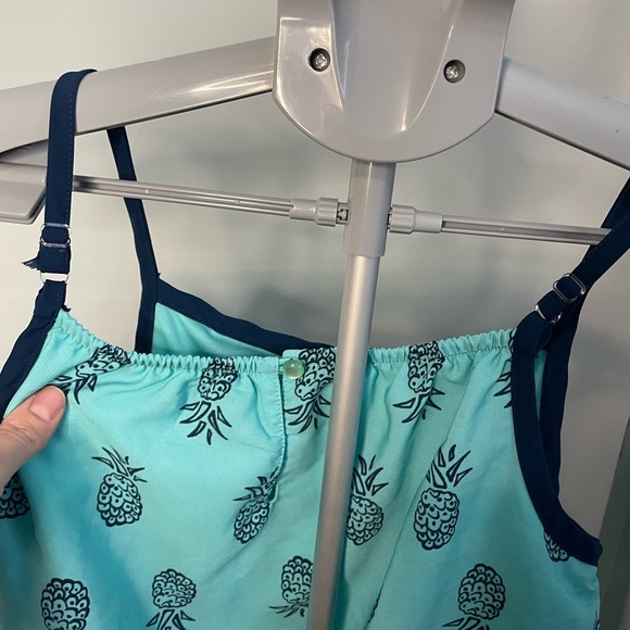 Girls My Michelle Romper‎ Teal pineapple size Large - Picture 8 of 11